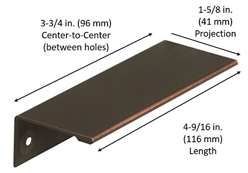 Image of Amerock | Cabinet Pull | Oil Rubbed Bronze | 3-3 /4 inch (96 mm) Center to Center | Edge Pull | 1 Pack | Drawer Pull | Drawer Handle | Cabinet Hardware