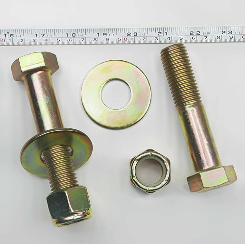 Image of 7 /8 inch x 4 inch Hex Head Bolt by Color Galvanization with Nylon Lock nut and Large Size Washer Assortment Kit,Alloy Steel,Grade 8.(4pcs Pack),by Metalsuberg