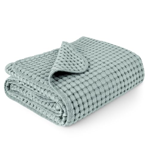 Image of Konssy Waffle Baby Blanket for Boys & Girls, Soft Newborn Swaddle Blanket | Waffle Knit, Cozy Crib Blanket Neutral for Nursery, Stroller & Toddler Bed, Machine Washable, 41 inch x 37 inch(Light Green)