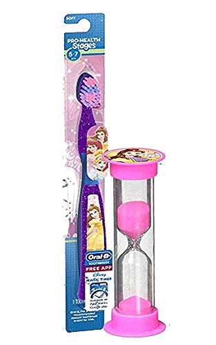 princess timer - Beauty and The Beast Princess Belle 2pc Bright Smile Oral Hygiene Bundle! Toothbrush & Brushing Timer! Plus Dental Gift & Remember to Brush Visual Aid!