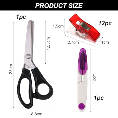 Miniatura 2 de Dentadas Tijera, Tijeras Zig Zag Para Tela, Tijeras Dentadas, Tijeras Costura Zig Zag, Con 12 Clips De Fijación Y 1 Tijera En Forma De U, Tijeras Dentadas Para Cortar Tela, Tijeras En Zigzag