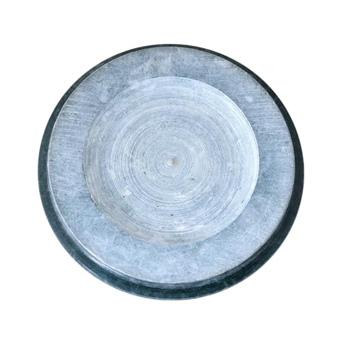 Image of VISMAY'S 10 Inch Green Marble Chakla with 12 Inch Wooden Rolling Pin for Roti Paratha Chapati Rolling Board Set for Kitchen