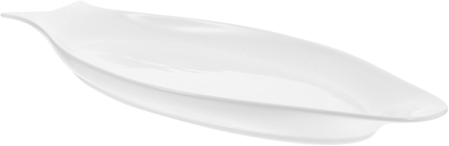 1Pc Elegant Oval Fish Platter White Serving Dish for Appetizers Unique Fish Shaped Design for Home Dining Special Occasions Multi Functional Food Plate
