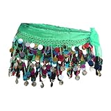 Cinturón de danza oriental para mujer, niña, pañuelo de danza del vientre Hip Scarf cumpleaños para in Representaciones en escena, representaciones de cumpleaños, disfraz de fiesta, verde, Talla única