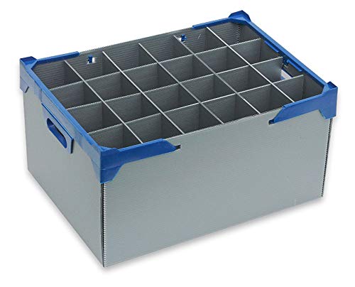 Large Wine Glass Storage, Crate Box Container, Glassware Container - 24 Compartments/Cells for Glasses or Items with a Max Width of 81mm, Max Height of 245mm, includes Lid-03 Lid.