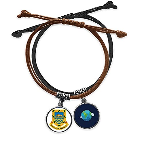 Pulsera de Tuvalu de cuero trenzado el regalo perfecto con escudo de Oceanía nacional