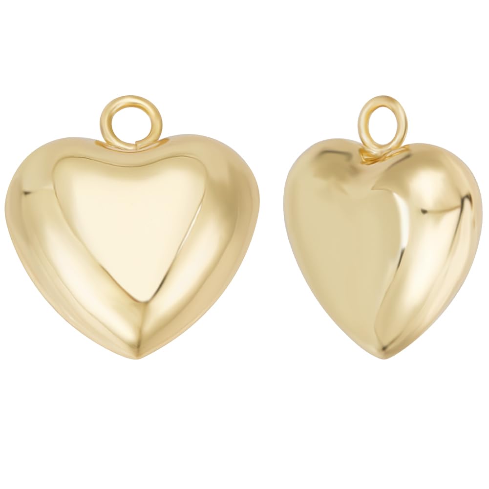 Beebeecraft 1 Scatola 10 Pezzi Ciondoli A Cuore in Acciaio Inossidabile Ciondoli A Cuore 3D Dorati per La Festa della Mamma Regali di San Valentino Collana Bracciale Making Finding