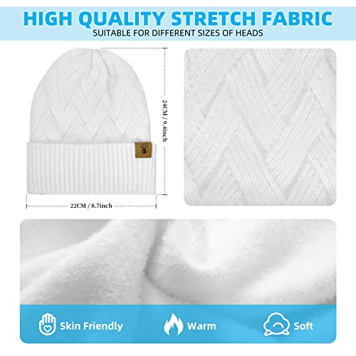 INSISMY Mütze Schal Set und Handschuhe für Damen Beanie Mütze Winter mit Fleecefutter and Touchscreen Handschuhe Langer Schal 3 in 1 Set