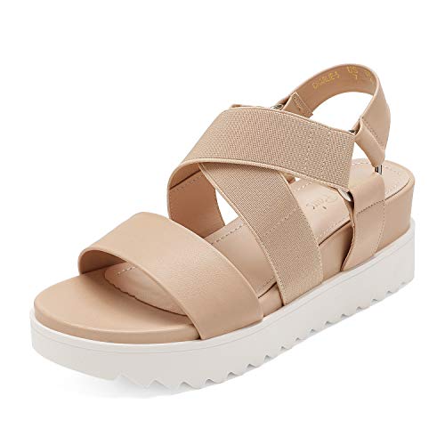 Dream Pairs Womens Open Toe Ankle Strap Platform Wedge Sandal Nude - 7 #TOP14