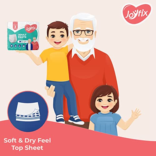 Image of JOYFIX Unisex Adult Diapers|Pant Style|Waist Size 96-150 Cm (38 inch-59 inch)|Extra Large|Odour Lock|Anti-Bacterial Absorbent|Xl (10 Pieces)