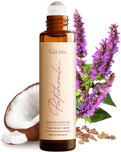 Gya Labs Patchouli Essential Oil Roll On - 0.34 Fl Oz - Travel Size Roller for Camping, Skin, Aromatherapy Relief, Convenience