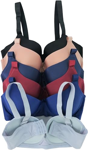 Image of ToBeInStyle Women's Pack of 6 Padded Assorted Styles Supportive Bras Cup Size - A to DDD