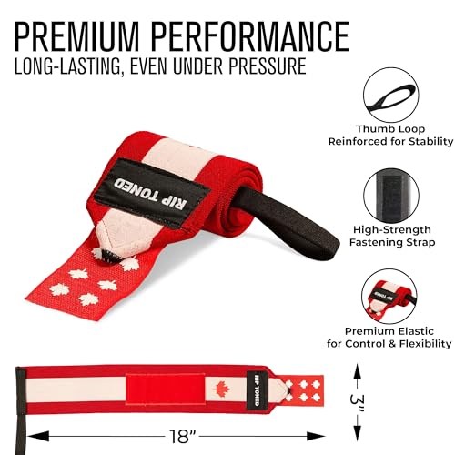 image for Rip Toned Wrist Wraps for Weightlifting (USPA Endorsed) 18” Premium 