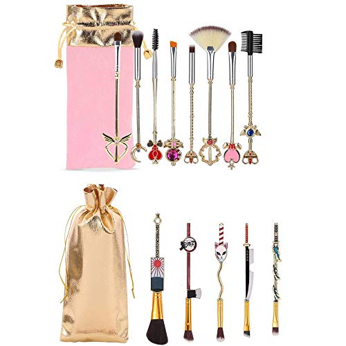 Coshine Sailor Moon Makeup Brush Set, Anime Demon Slayer Metal Makeup Brushes