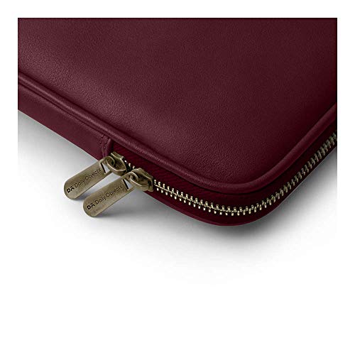 Image of DailyObjects Zippered Sleeve for MacBook & Laptop 15 Inch | Solid Burgundy PU Leather Sleeves with Inner Lining | Durable Stylish Light Weight Sleek Design with Zip Closure