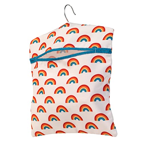 Beldray LA081544EU7 Regenbogen W&auml;scheklammer-Tasche, Einfacher Haken zum Aufh&auml;ngen, Aufbewahrungstasche f&uuml;r bis zu 50 klammern, Baumwolle W&auml;scheklammerbeutel, peg bag, tragbar, waschbar & platzsparend