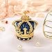 QIFU Hand Painted Enameled Blue Crown Style Decorative Hinged Jewelry Trinket Box Unique Gift for Home Decor