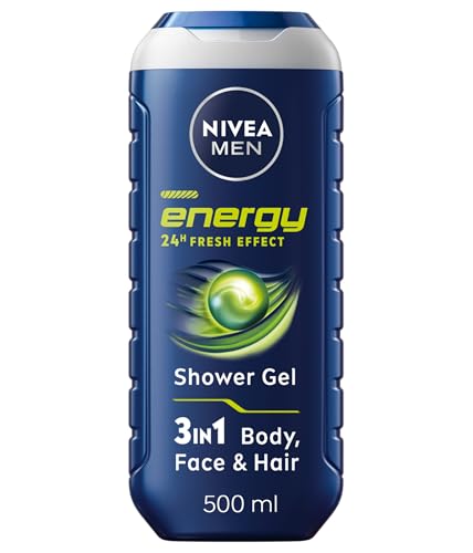 NIVEA MEN Energy Shower Gel (500 ml), Moisturising 3-in-1 Body Wash for Men with Mint Extract, Invigorating and Energising NIVEA MEN Shower Gel