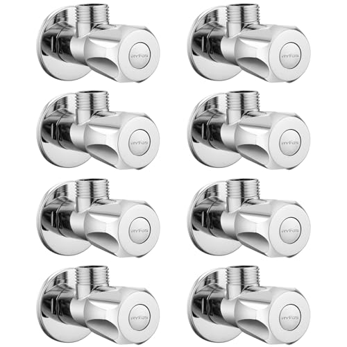 Image of India's 1st Lifetime Support Brand, R4015AV, SS-304 Grade Angle Valve | Angle Cock for Bathroom With Wall Flange | Valve for Geyser | Bathroom Tap | (Chrome Finish, 8-Piece)
