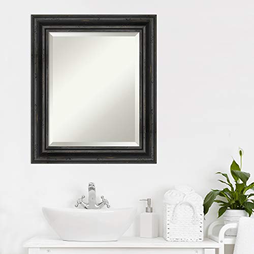 Amanti Art Vanity Wood Framed Bathroom Mirror, Glass Size 16X20, Rustic Pine Black #TOP5