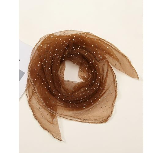 Women's Glitter Decor Head Scarf,Rhinestone Head Scarf 31.5 In Sparkle Glitters Hair Bandana Sequins Wraps Scarf4
