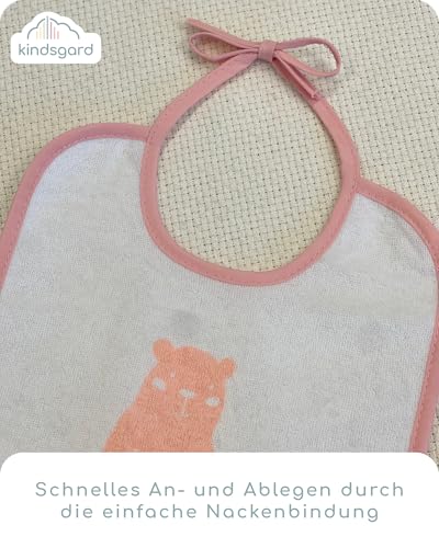 Kindsgard Bindelätzchen 7er-Pack „happaklat“ – Rosa – wasserdicht, abwischbar & pflegeleicht – 75% Bio-Baumwolle – Baby Lätzchen zum Binden – 24x20 cm – unisex Set für Jungen & Mädchen