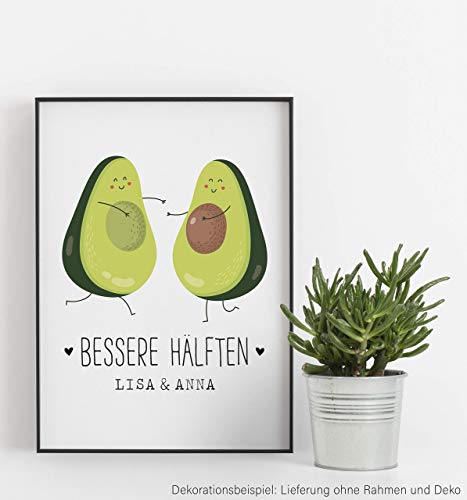 Geschenk beste Freundin Geburtstag persönlich ungerahmt Avocado Kunstdruck personalisiert kleine Geschenkidee - 2