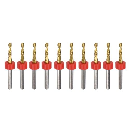 QUARKZMAN 10 Stück PCB-Bohrer 1/8 Schaft ⌀ 2,55 mm Titanbeschichtete Karbid-Mikro-Twist-Mini-Bohrer-Set Rotierendes Bohrwerkzeug für Leiterplatten-Schmuck CNC-Gravur