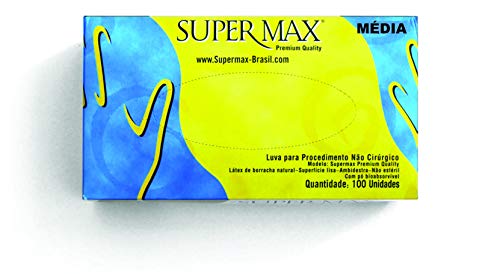 Luva Látex de Procedimento Tamanho M com 100 Peças - 7898945443036 - SUPERMAX