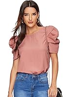 Algopix Similar Product 13 - Floerns Womens Round Neck Short Puff