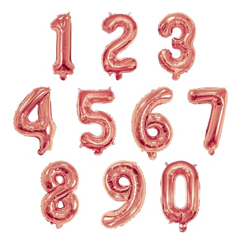 16 Inch Foil Mylar Number Balloons 0-9 for Party Decoration (Rose Gold) by YPSelected - Used condition - US$5.93
