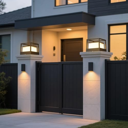 GCDFGV Solar Post Lights Outdoor, 6.3" Dusk to Dawn Solar Lamp Post Light Ip65 Waterproof Pillar Lights, 3000k, Aluminum, for Garden Patio Yard Fence Decor, Up to 12 Hours, Black by GCDFGV - Image 7