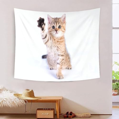 Tapisserie murale tissu MJFCoin motif chaton relief effet 3D