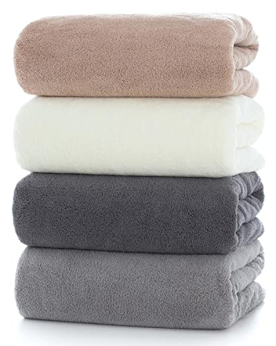 Lumimi Juego de toallas de baño de microfibra suave de 4 piezas, increíblemente absorbentes, ligeras, de secado rápido y duraderas, 55 pulgadas de largox27 pulgadas de ancho, paquete de 4, multicolor
