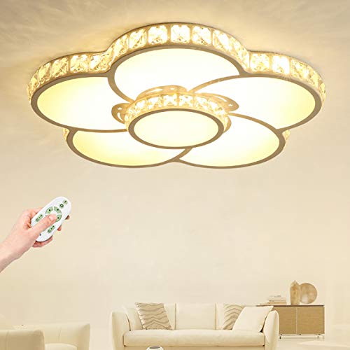 Preisvergleich Produktbild LED Deckenleuchte Moderne Kristall Deckenlampe Dimmbare Wohnzimmer Lampe Wohnkultur Schlafzimmer Deckenlicht Mit Fernbedienung Deckenleuchte Kreatives Blütentyp Design Acryl Kronleuchter,80cm / 72w