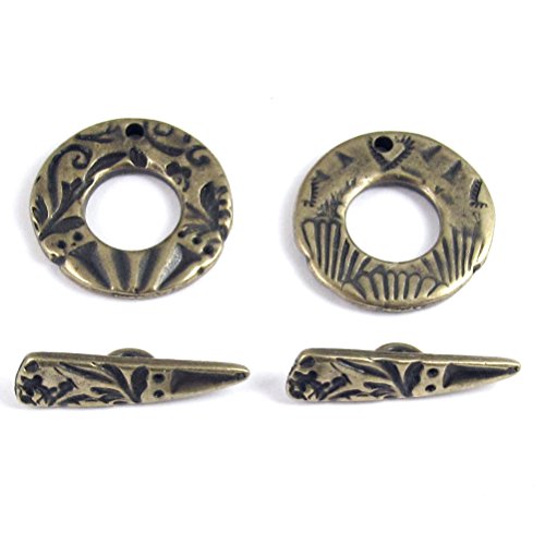 Oxidized Brass Floral Toggle Clasps, TierraCast Pewter Flora (2 Sets)