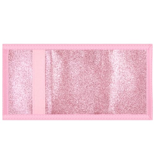 Image of Kids Wallet for Boys Girls Teens Trifold, Canvas Toddler Wallet for Boys, Cute Zipper Wallets Youth with Coin Pocket Card Holders, Novelty Wallets for Childrens Birthday Gifts, Glitter Pink