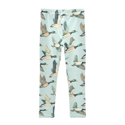 Mallard Flying Sky Girls' Leggings Toddler Doodles Duck Kids Yoga Pants Dance Active Tights 4T2