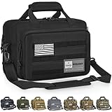 WELIDAY Tactical Gun Range Bag, Pistol Carrying Bag for 2 Handguns and Ammo, Firearm Shooting Case with 6 Magazine Slots and Lockable Zipper for Shooting Range & Outdoor Hunting