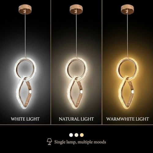 Image of Groeien 12W 3 Color Gold LED Diamond Orbit Pendant, Home Ceiling Lamp