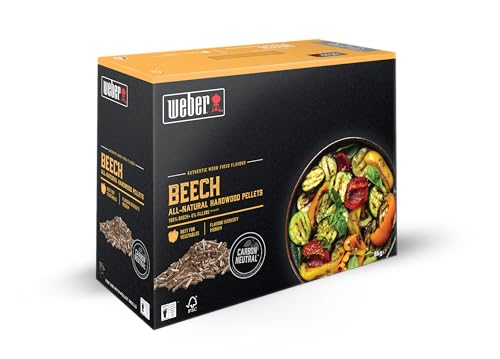 Weber Wood Pellets - Beechwood (8kg), perfect for smoking vegetables, 100% natural wood pellets, EU product, sustainably sourced, FSC certified wood (18292)