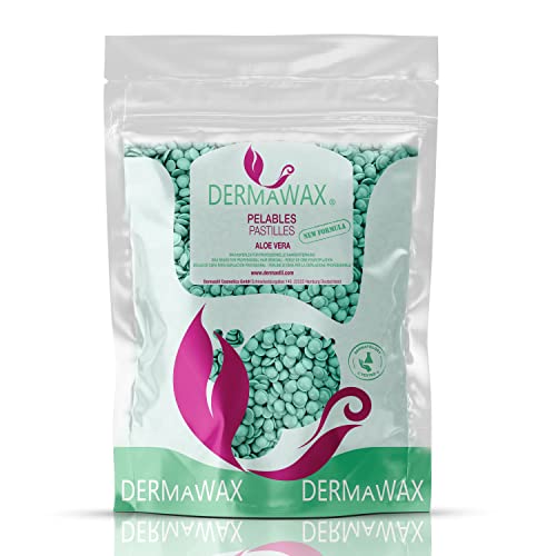 Dermawax Perles de cire Aloe Vera Premium de 1 kg sans bandes de cire pour l'épilation, cire pour le corps entier à la cire brésilienne, jambes, visage, bras, zone de bikini et intime epilation