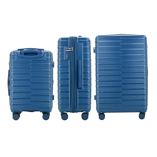 Image of IZOD Romeo 3 Piece Hardside Expandable Luggage Set with Spinner Wheels | Designer Style Hard Shell Travel Suitcase Set (20 inch Carry-On / 24 inch & 28 inch Checked) - Bliss Blue