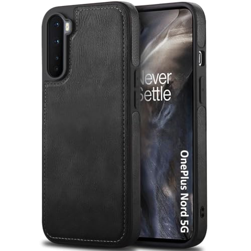 Image of MOBILOVE PU Leather Flexible Shockproof Design Back Case Cover for | OnePlus Nord (2020) (Black)