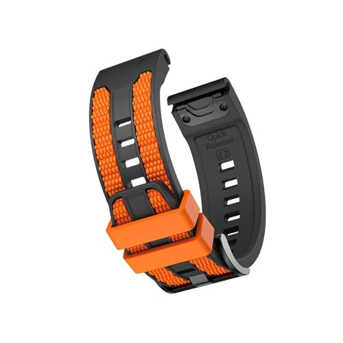 guoren Correa de Silicona de Dos Tonos de 22mm y 26mm fit for Garmin Fenix ​​8 Epix Pro Gen 2 47 mm 51 mm/7X 6X 5X Plus(Black Orange,26mm)