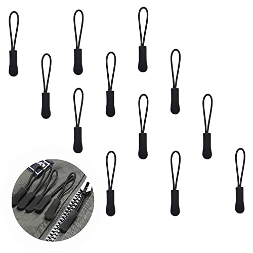 Aidi Zip Puller Replacement, 12PCS Zipper Pulls, Fix a Zipper Fix Zip Puller, Black Zipper Pull Replacement for Backpacks, Tents, Trolley Cases, Traveling Cases, and Jackets, Zip Repair