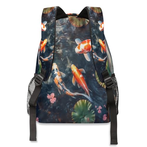 Sac à dos imprimé poisson koï grand format pour ordinateur et école - 5