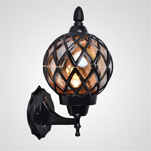 Lampe de porche étanche E27 applique murale extérieure rétro noire