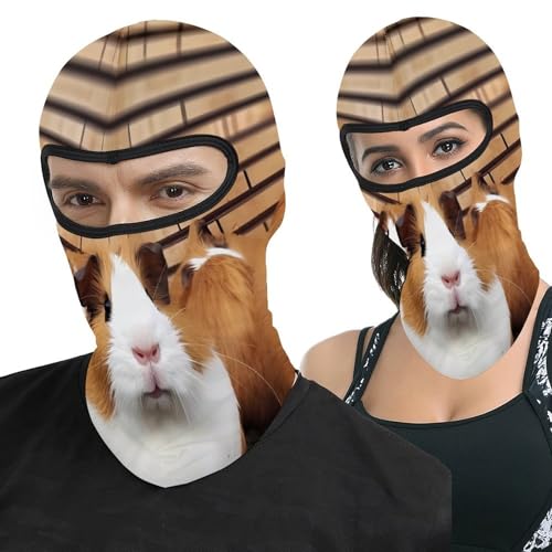 Máscara de esquí para hombres y mujeres Balaclava con estampado de conejillos de Indias, máscara facial térmica para clima frío, equipo para motocicleta, máscara de esquí para invierno miniatura 1