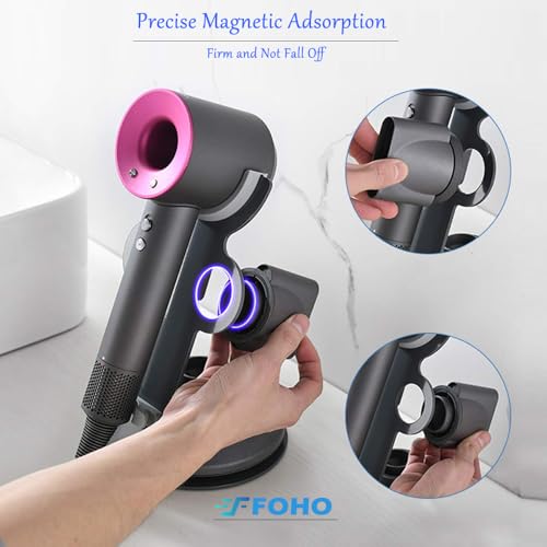 Foho Haartrockner-Halter Kompatibel für Dyson Supersonic, magnetischer Ständer Halter mit Netzstecker, Kabel-Organizer, Halterung aus Aluminiumlegierung, Badezimmer-Organizer